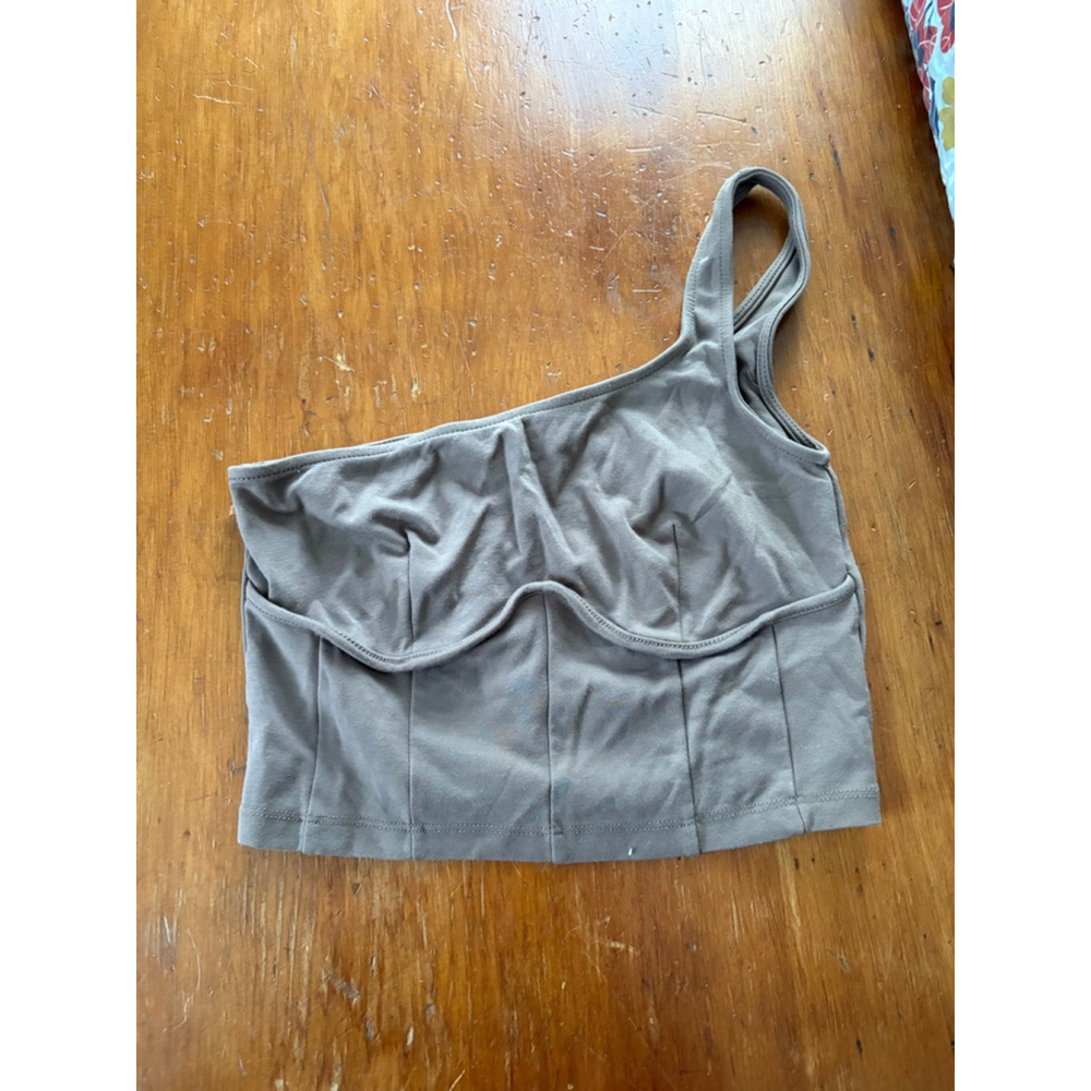 Forever 21 womens Taupe One Shoulder Crop Top M